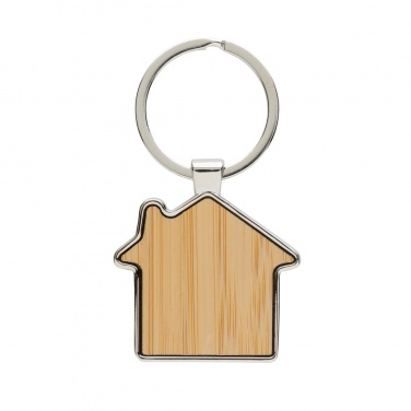 Logotrade business gifts photo of: RCS recycled zinc alloy house keychain with bamboo