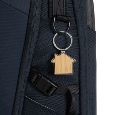 Logo trade promotional giveaways picture of: RCS recycled zinc alloy house keychain with bamboo
