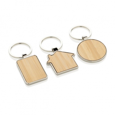 Logo trade promotional products picture of: RCS recycled zinc alloy house keychain with bamboo