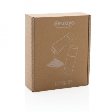 Logo trade business gift photo of: Ukiyo bamboo salt and pepper mill set