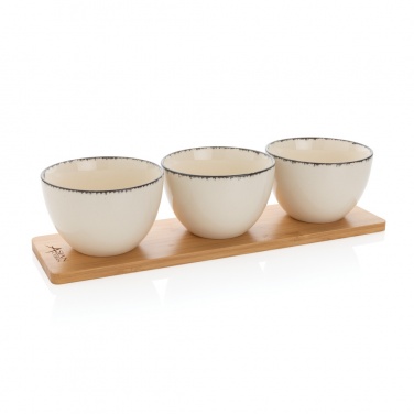 Logo trade promotional merchandise photo of: Ukiyo 3pc serving bowl set with bamboo tray