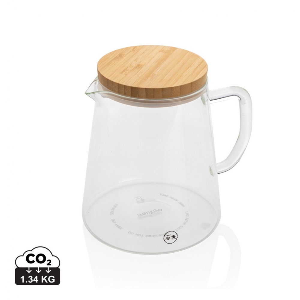 Logotrade advertising product image of: Ukiyo borosilicate glass carafe with bamboo lid 1.2L