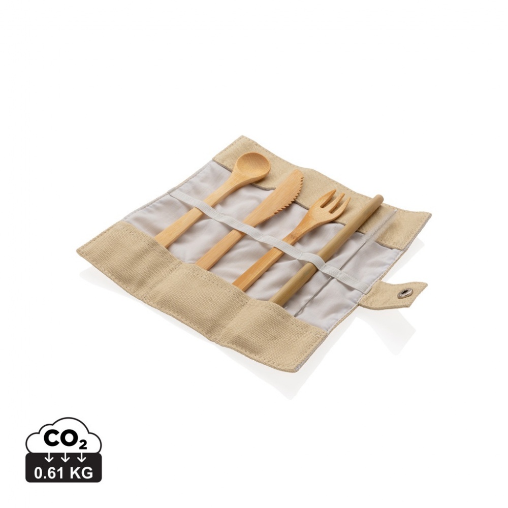 Logo trade promotional product photo of: Reusable bamboo travel cutlery set