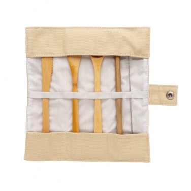 Logo trade business gifts image of: Reusable bamboo travel cutlery set