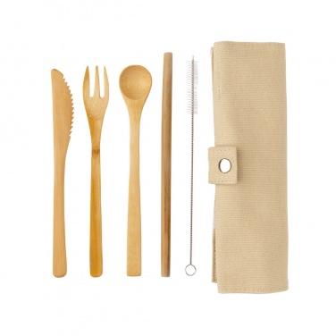 Logo trade promotional merchandise picture of: Reusable bamboo travel cutlery set