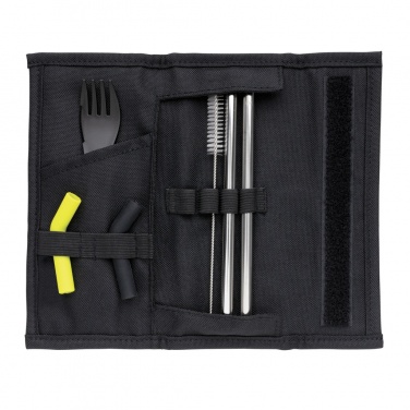 Logo trade promotional merchandise picture of: Tierra 2pcs straw and cutlery set in pouch