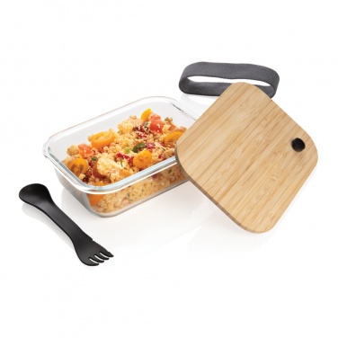 Logotrade corporate gift image of: Glass lunchbox with bamboo lid