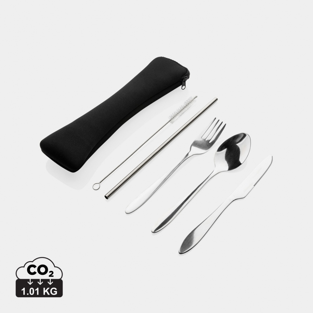Logo trade corporate gift photo of: 4 PCS stainless steel re-usable cutlery set