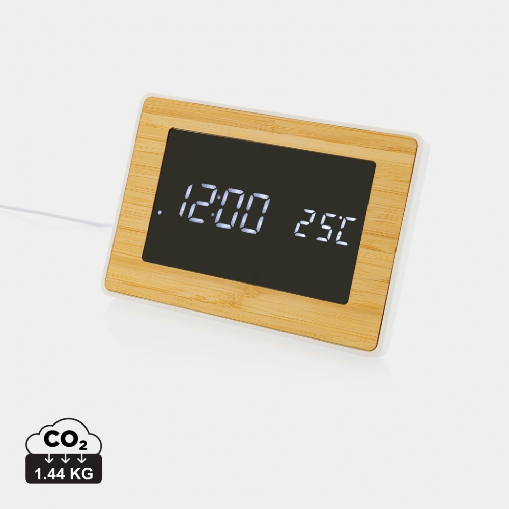 Logotrade promotional giveaways photo of: Utah RCS recycled plastic and bamboo LED clock