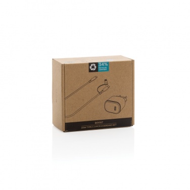 Logotrade promotional products photo of: Boost RCS reycled PET 20W type C 2 pcs charging set