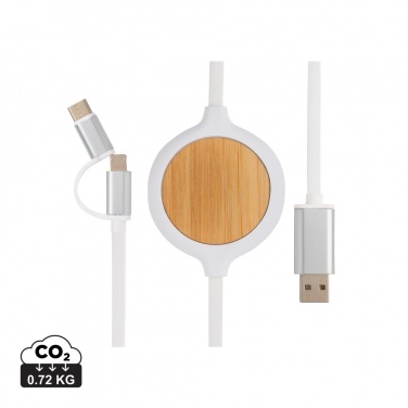 Logotrade corporate gift picture of: 3-in-1 cable with 5W bamboo wireless charger