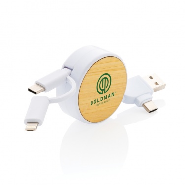 Logo trade promotional giveaway photo of: RCS recycled plastic Ontario 6-in-1 retractable cable