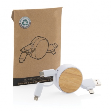 Logotrade promotional giveaway image of: RCS recycled plastic Ontario 6-in-1 retractable cable