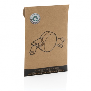 Logotrade promotional merchandise image of: RCS recycled plastic Ontario 6-in-1 retractable cable