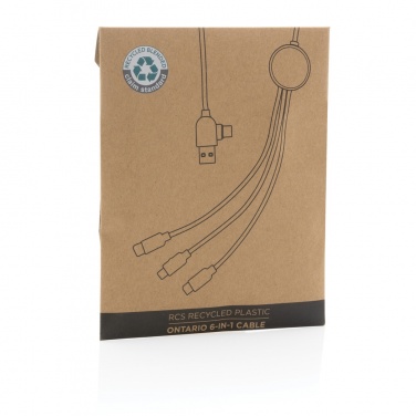 Logo trade corporate gifts picture of: RCS recycled plastic Ontario 6-in-1 cable