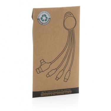 Logotrade business gift image of: RCS recycled plastic Ontario 6-in-1 round cable