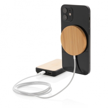 Logo trade promotional gifts image of: 10W bamboo magnetic wireless charger