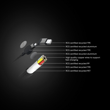 Logotrade promotional merchandise photo of: Oakland RCS recycled plastic 6-in-1 fast charging 45W cable