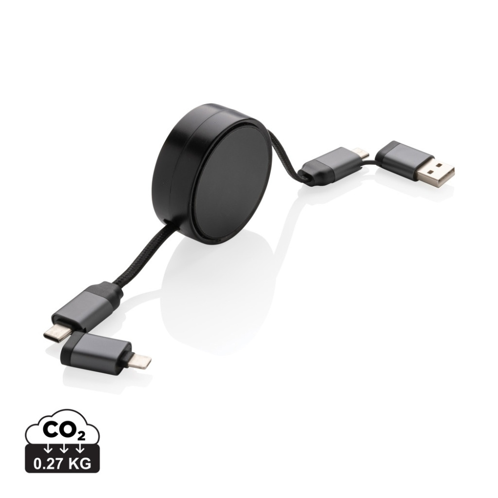 Logotrade advertising product image of: Terra RCS recycled aluminium retractable 6 in 1 cable