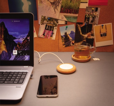 Logo trade promotional gift photo of: Cork and Wheat 5W wireless charger