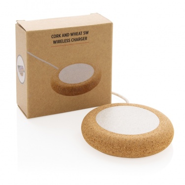 Logo trade promotional products image of: Cork and Wheat 5W wireless charger