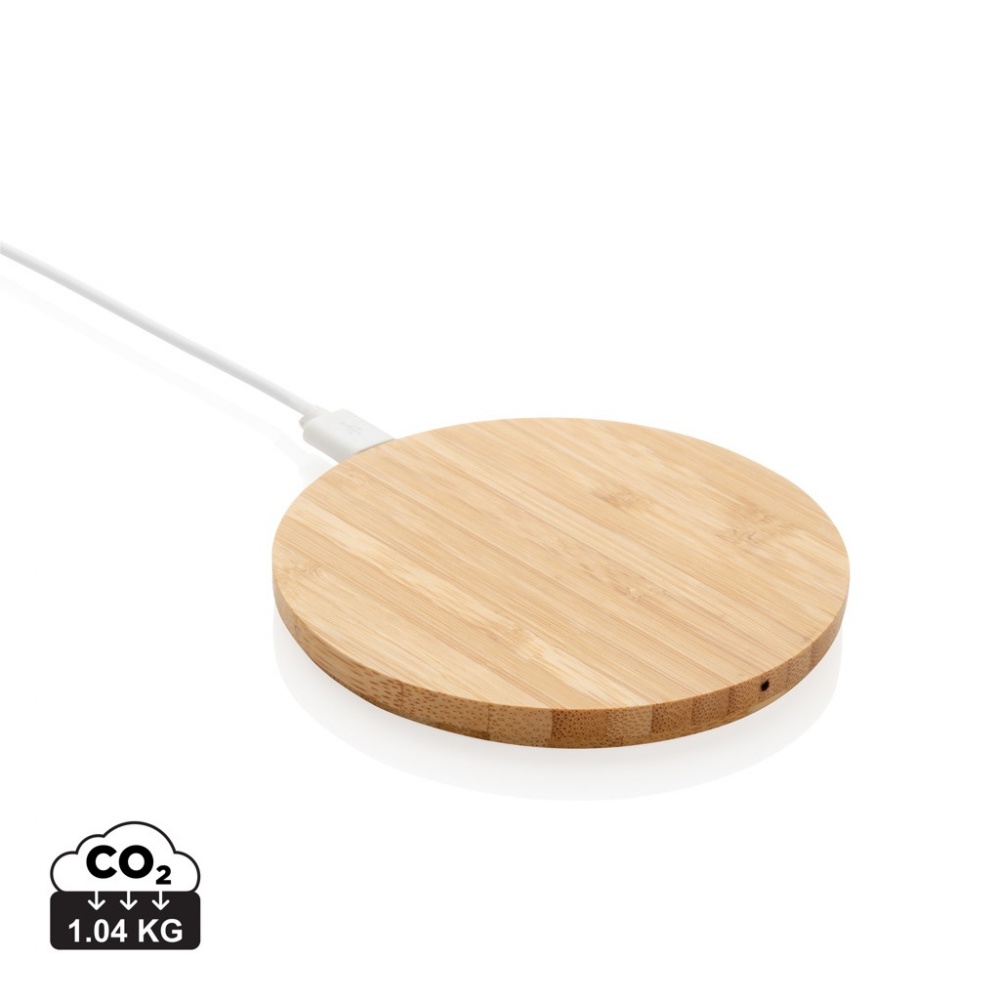 Logo trade promotional items picture of: Bamboo 5W round wireless charger