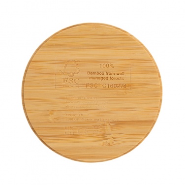 Logo trade promotional products image of: Bamboo 5W round wireless charger