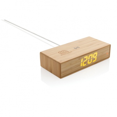 Logotrade promotional items photo of: Bamboo alarm clock with 5W wireless charger