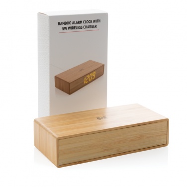 Logo trade promotional items picture of: Bamboo alarm clock with 5W wireless charger