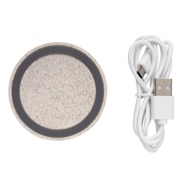 Logo trade promotional gift photo of: Wheat Straw 5W round wireless charging pad