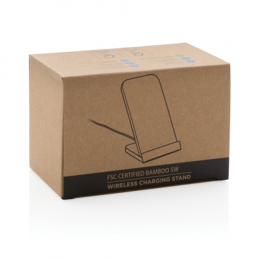 Logo trade promotional giveaways image of: Bamboo 5W wireless charging stand