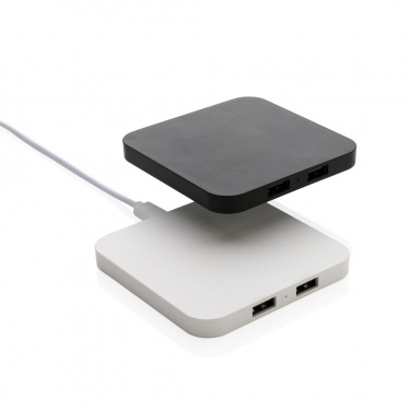 Logo trade business gifts image of: RCS recycled plastic 10W Wireless charger with USB Ports
