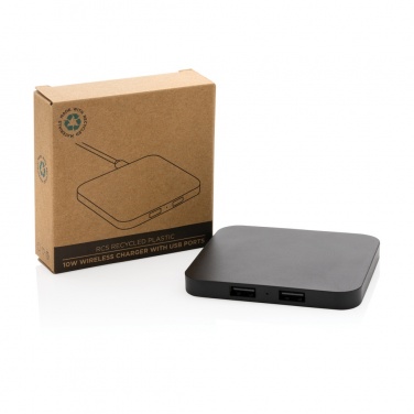 Logotrade advertising products photo of: RCS recycled plastic 10W Wireless charger with USB Ports