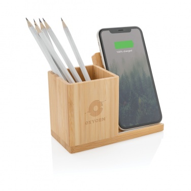 Logo trade promotional gifts image of: Calgary bamboo 10W wireless charger