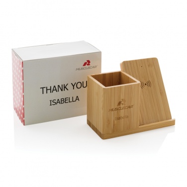 Logo trade promotional items image of: Calgary bamboo 10W wireless charger
