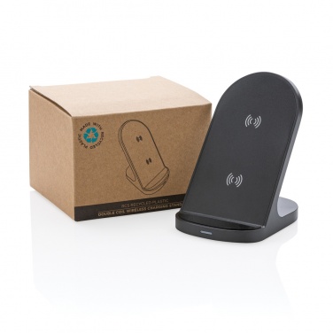 Logotrade promotional giveaway image of: RCS recycled plastic double coil wireless stand 15W