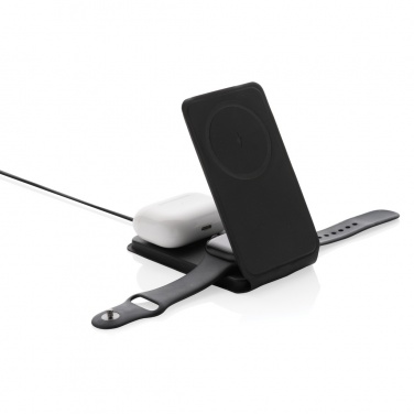 Logo trade promotional item photo of: Swiss Peak RCS rPU 15W  3-in-1 magnetic wireless charger