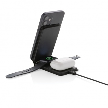 Logotrade corporate gift image of: Swiss Peak RCS rPU 15W  3-in-1 magnetic wireless charger