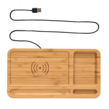 Logotrade corporate gift image of: Bamboo desk organiser 5W wireless charger