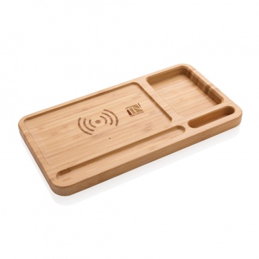 Logotrade advertising product picture of: Bamboo desk organiser 5W wireless charger
