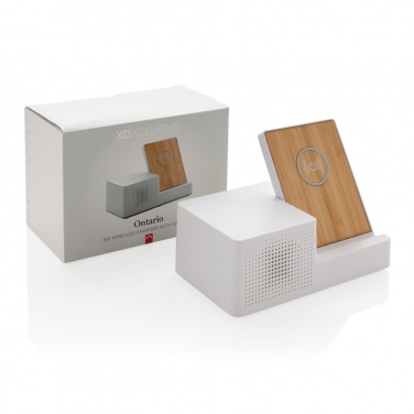 Logo trade promotional item photo of: Ontario 5W wireless charger with speaker