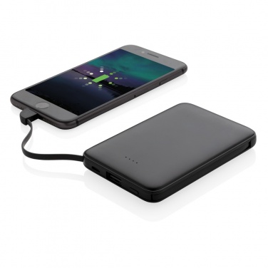 Logo trade corporate gifts image of: 5.000 mAh Pocket Powerbank with integrated cables