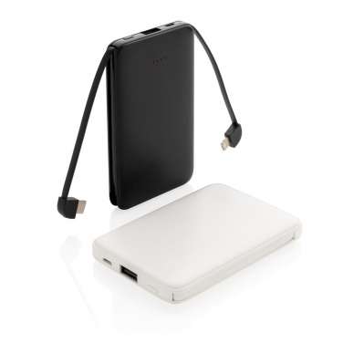 Logotrade advertising products photo of: 5.000 mAh Pocket Powerbank with integrated cables
