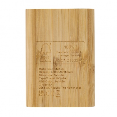 Logo trade advertising product photo of: Bamboo 5.000 mAh powerbank