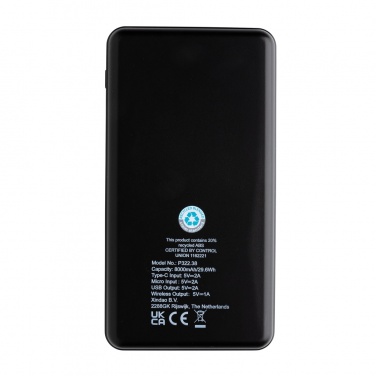 Logotrade promotional product image of: RCS recycled plastic 8000 mAh Wireless Powerbank