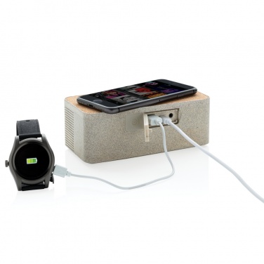 Logo trade advertising products image of: Wheatstraw wireless charging speaker