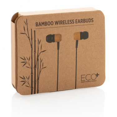 Logo trade promotional item photo of: Bamboo wireless earbuds