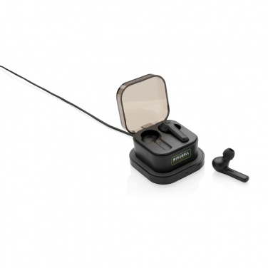 Logo trade advertising products image of: TWS earbuds in wireless charging case