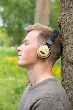 Logo trade promotional giveaway photo of: Bamboo wireless headphone