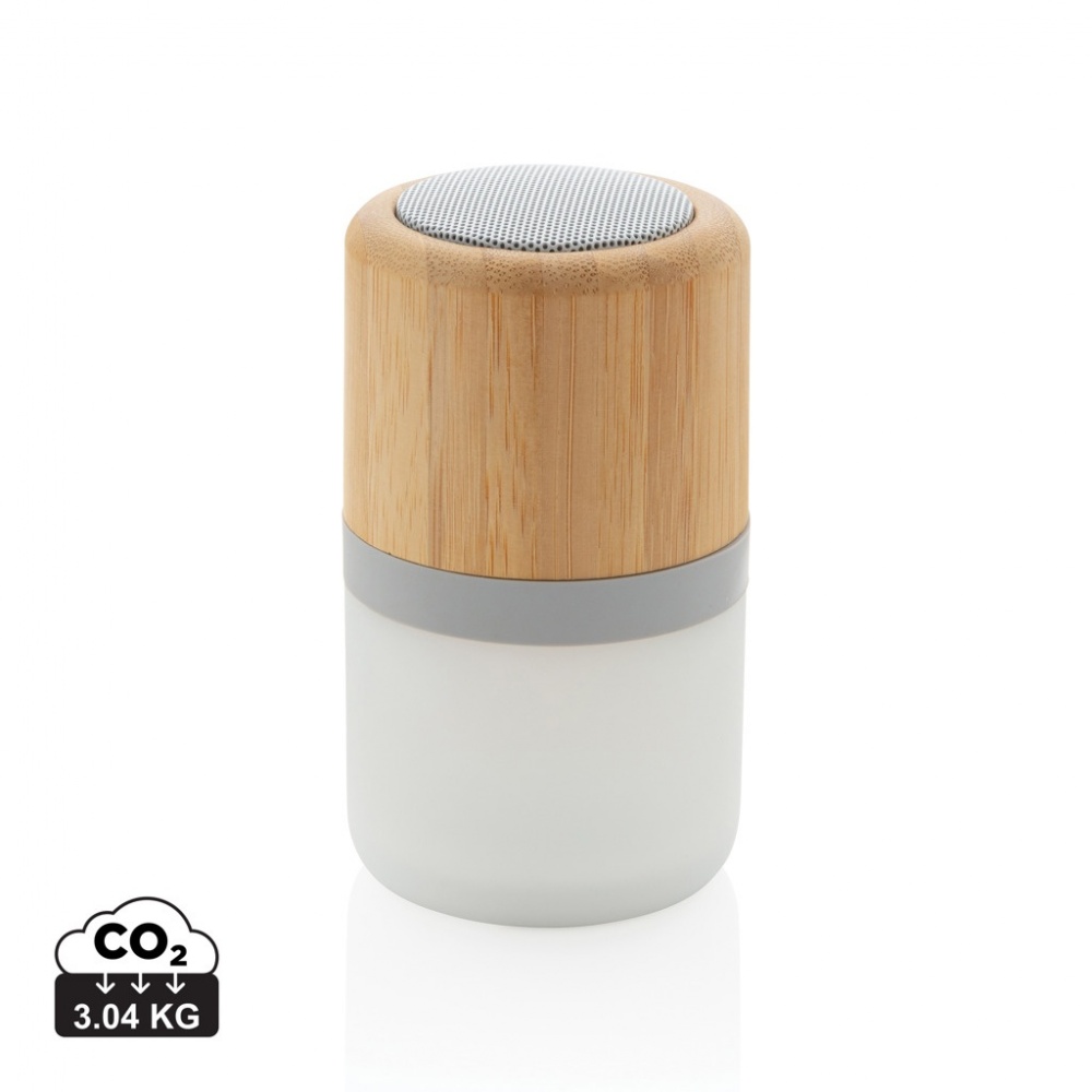 Logo trade promotional item photo of: Bamboo colour changing 3W speaker light